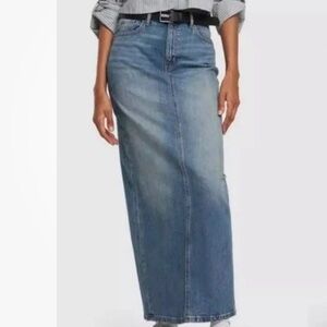 Kenzie Blue Denim High rise Maxi Skirt, new